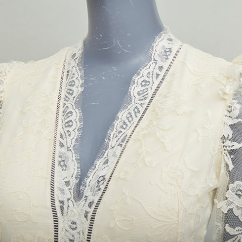 Women's Alexander McQueen 2019 Bridal White Floral Lace Peplum Gown