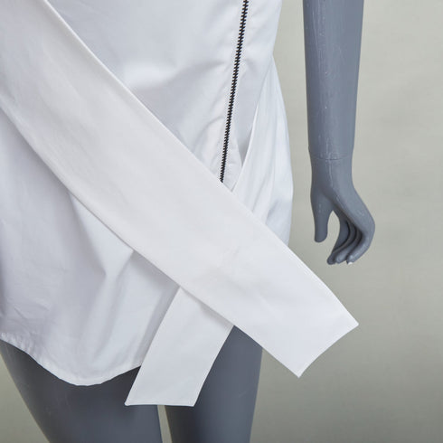 Women's Louis Vuitton White Poplin Ruffle Top Shirt