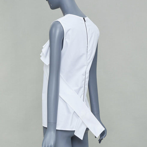 Women's Louis Vuitton White Poplin Ruffle Top Shirt