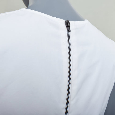 Women's Louis Vuitton White Poplin Ruffle Top Shirt