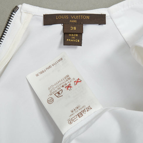 Women's Louis Vuitton White Poplin Ruffle Top Shirt