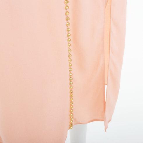 Women's Miu Miu 2021 Pink Punk Spike Studded Plunge Neck Dress