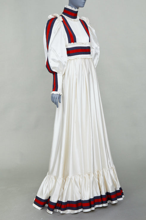 Women's Gucci 2022 Runway White Victorian Silk Duchesse Gown