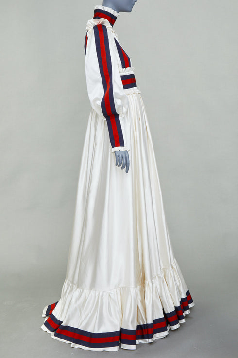 Women's Gucci 2022 Runway White Victorian Silk Duchesse Gown