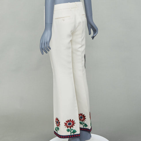 Women's Gucci 2015 Runway Beige Snake Embroidered Trousers