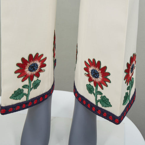 Women's Gucci 2015 Runway Beige Snake Embroidered Trousers