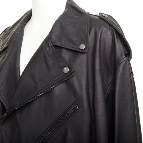 Men's Balenciaga 2024 Black Leather Moto Biker Jacket