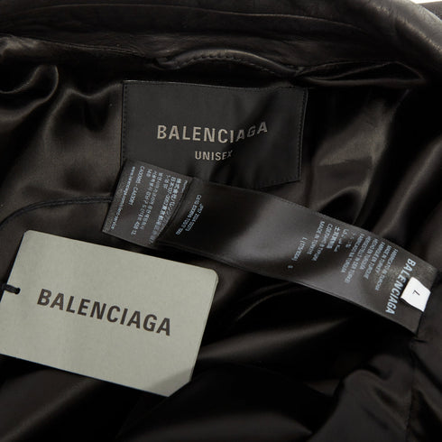 Men's Balenciaga 2024 Black Leather Moto Biker Jacket