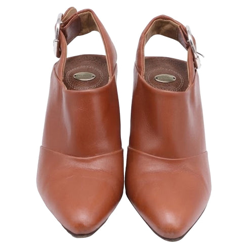 Women's Chloé Wave Slingback Mules in Brown Leather