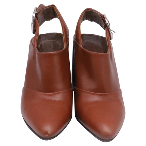 Women's Chloé Wave Slingback Mules in Brown Leather