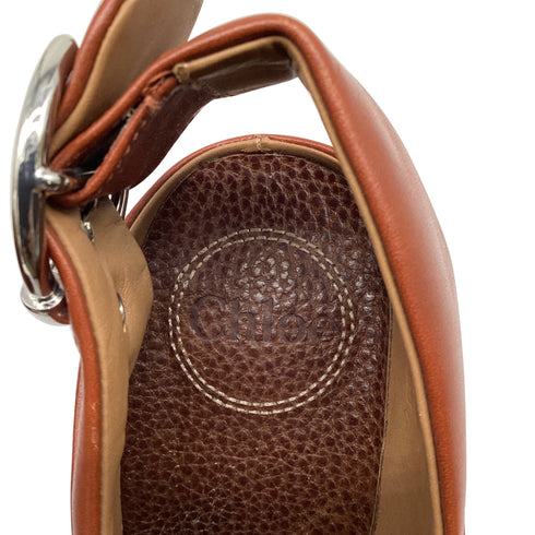 Women's Chloé Wave Slingback Mules in Brown Leather