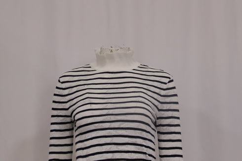 Women's Chloé Striped knitted Long Sleeve Top in White Cotton