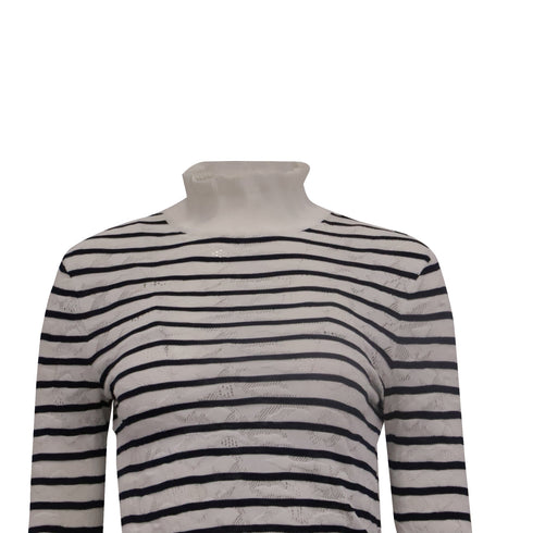 Women's Chloé Striped knitted Long Sleeve Top in White Cotton