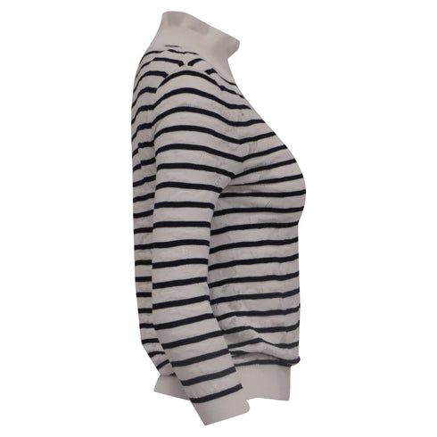Women's Chloé Striped knitted Long Sleeve Top in White Cotton