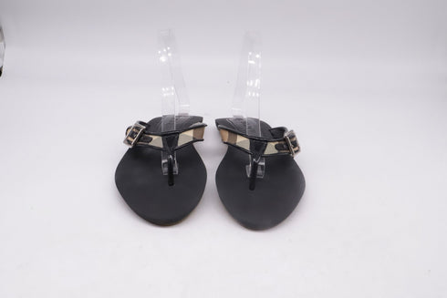 Women's Burberry Nova Check Lancaster Flats in Black Leather