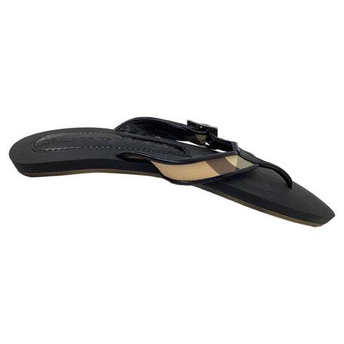Women's Burberry Nova Check Lancaster Flats in Black Leather