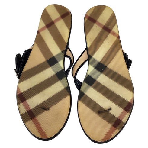 Women's Burberry Nova Check Lancaster Flats in Black Leather