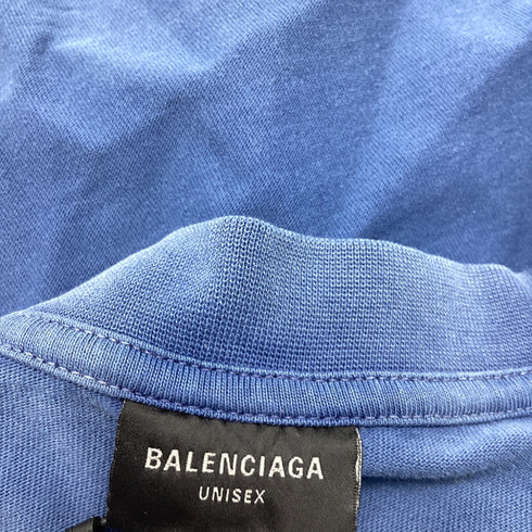 Men's Balenciaga Paris Moon T-Shirt in Blue Cotton
