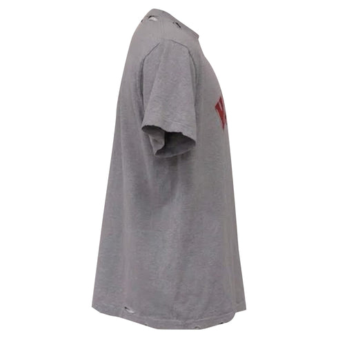 Men's Balenciaga Planet Earth Distressed T-Shirt inn Grey Cotton
