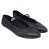 Women's Chanel CC Cap-Toe Quilted Mary Jane Ballet Flats in Black Leather
