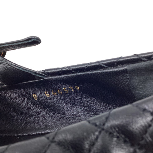 Women's Chanel CC Cap-Toe Quilted Mary Jane Ballet Flats in Black Leather