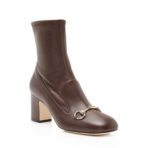 Women's Gucci Leather Horsebit Ankle Boots - Size 7 / 37