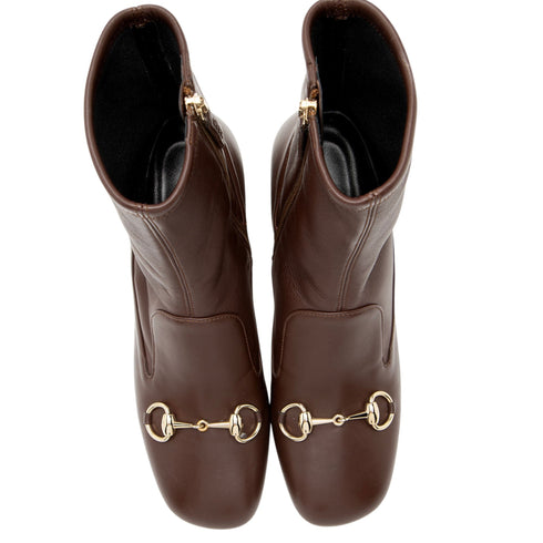 Women's Gucci Leather Horsebit Ankle Boots - Size 7 / 37