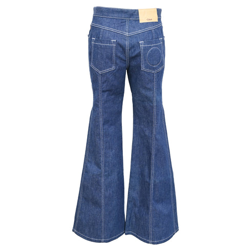 Women's Chloé High-Rise Flared Jeans in Blue Cotton