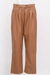 Women's Nanushka Mitsu High-Rise Pleated Trousers in Brown Faux Leather
