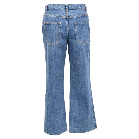 Women's A.P.C. High-Rise Flared Jeans in Blue Cotton