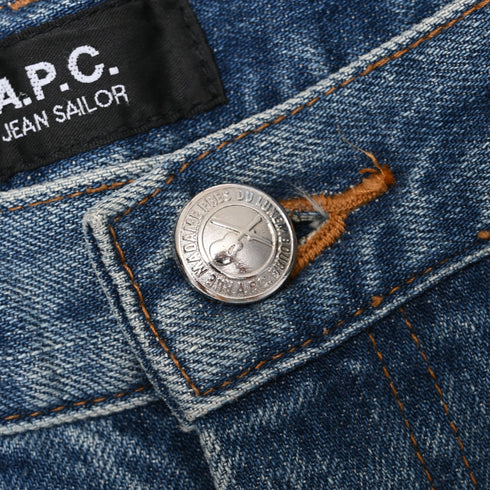 Women's A.P.C. High-Rise Flared Jeans in Blue Cotton