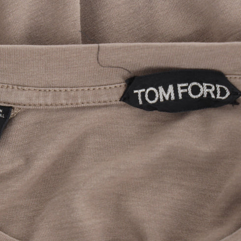 Men's Tom Ford Initials Embroidered Crewneck T-Shirt in Beige Lyocell