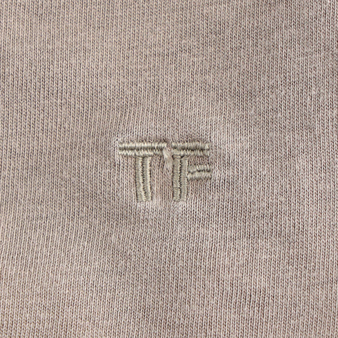 Men's Tom Ford Initials Embroidered Crewneck T-Shirt in Beige Lyocell