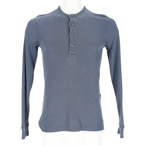 Men's Tom Ford Ribbed-Knit Long Sleeve T-Shirt in Blue Lyocell