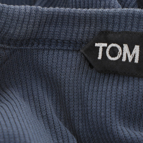 Men's Tom Ford Ribbed-Knit Long Sleeve T-Shirt in Blue Lyocell
