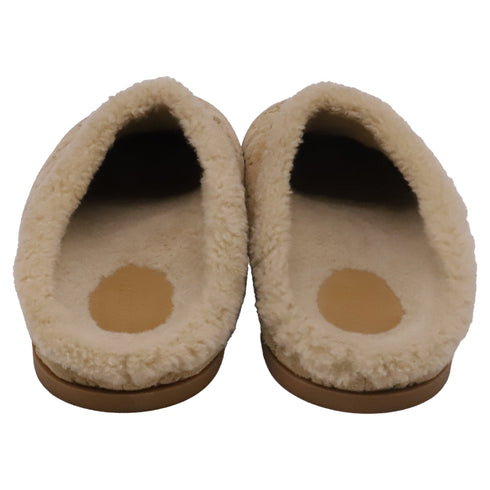 Women's Gucci Sol Horsebit Shearling Mules in Beige Suede