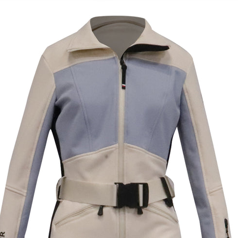 Women's Moncler Grenoble Belted Color-Block Ski Suit in White Polyester