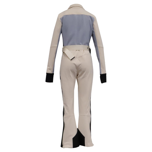 Women's Moncler Grenoble Belted Color-Block Ski Suit in White Polyester