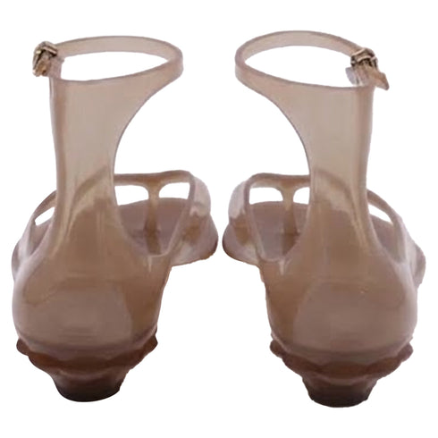 Women's Chloé Ankle Strap Thong Jelly Sandals in Brown Rubber