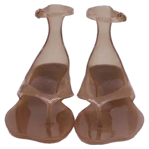 Women's Chloé Ankle Strap Thong Jelly Sandals in Brown Rubber