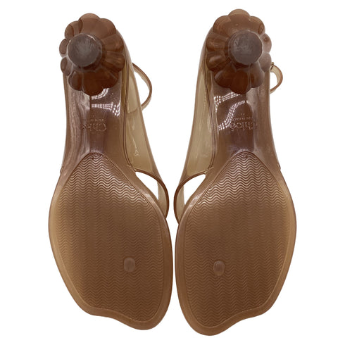Women's Chloé Ankle Strap Thong Jelly Sandals in Brown Rubber