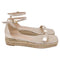 Women's Stuart Weitzman Nudistcurve Espadrille Flat Sandals in Metallic Gold Leather