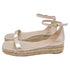 Women's Stuart Weitzman Nudistcurve Espadrille Flat Sandals in Metallic Gold Leather