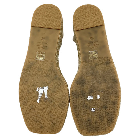 Women's Stuart Weitzman Nudistcurve Espadrille Flat Sandals in Metallic Gold Leather