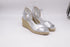 Women's Stuart Weitzman Mirela II Espadrille Wedge in Silver Leather