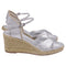 Women's Stuart Weitzman Mirela II Espadrille Wedge in Silver Leather