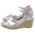 Women's Stuart Weitzman Mirela II Espadrille Wedge in Silver Leather