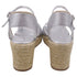 Women's Stuart Weitzman Mirela II Espadrille Wedge in Silver Leather