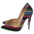 Women's Christian Louboutin So Kate 120 Striped Glittered Pumps in Multicolor Suede