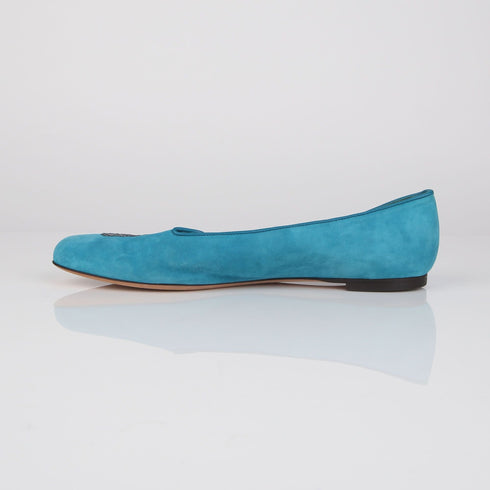 Women's Blue Suede Skull Loafer